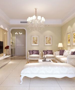 最新简欧风格130平米客厅简单装修设计效果图片