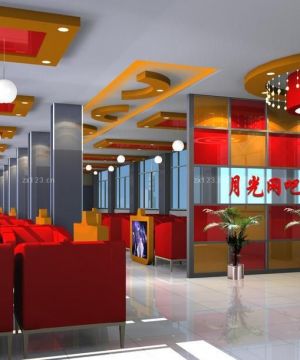 2025网吧个性魔块背景墙隔断装修效果图