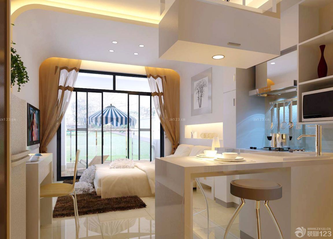 时尚单身公寓装修吧台设计效果图欣赏