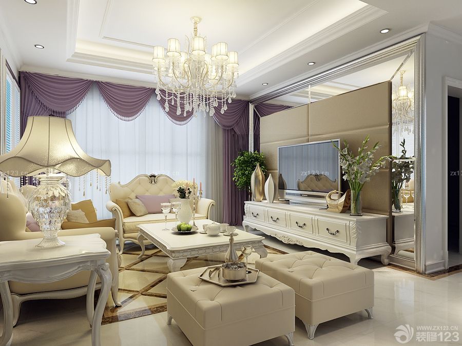 130平米三室两厅两卫客厅电视柜装修效果图片欣赏