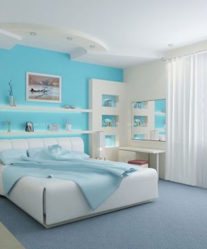 唯美60平米一室一厅卧室床头背景墙装修效果图片