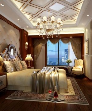 140平米家装卧室美式大床设计效果图片大全