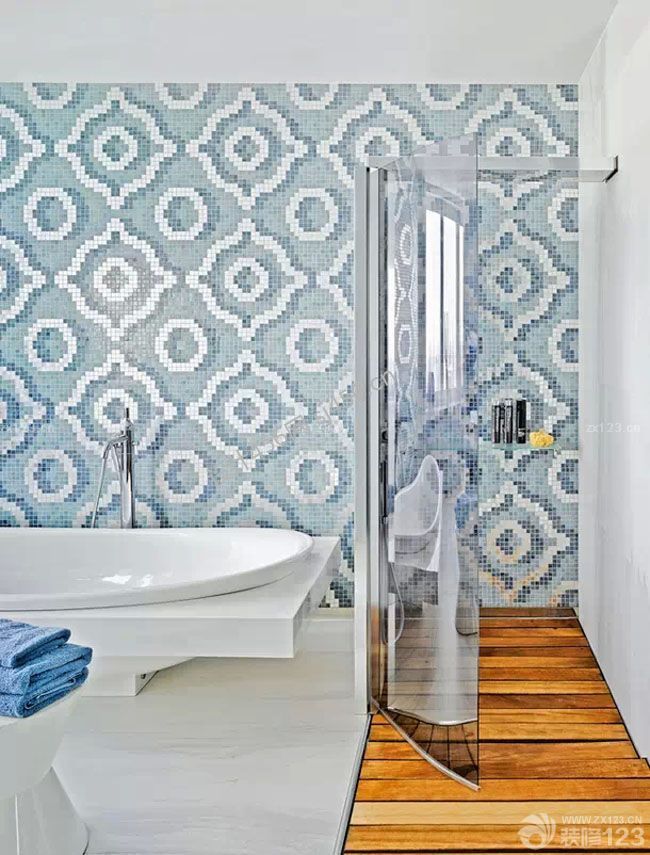 淋浴房装马赛克拼图背景墙装修效果图片