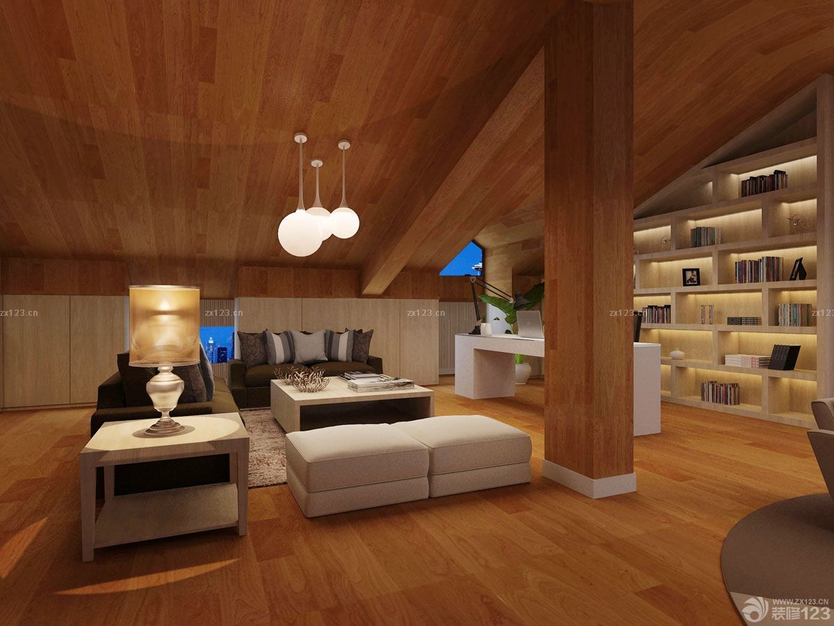 70平米小复式楼斜顶阁楼装修图片