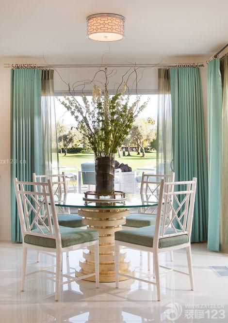90平现代简约家装绿色窗帘装修效果图欣赏