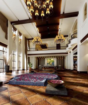 东南亚风格酒店大厅工装装修效果图片欣赏