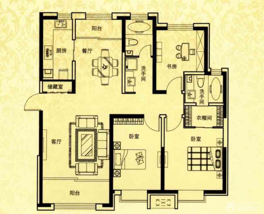 2025最新130平米两室两厅两卫别墅户型图片
