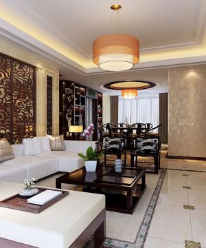 2025简欧与中式混搭风格客厅隔断装修效果图欣赏
