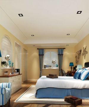 地中海风格130平房屋卧室装修效果图片大全