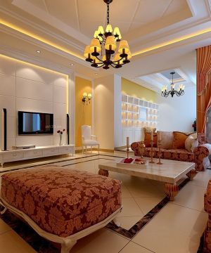 简欧风格150多平米的房子客厅沙发装修效果图欣赏