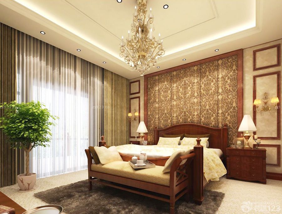 欧式风格新房床尾凳装修效果图片大全