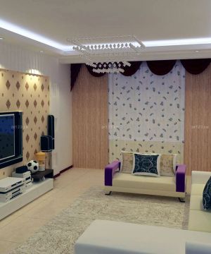 最新70平小户型客厅液晶电视背景墙装修效果图片
