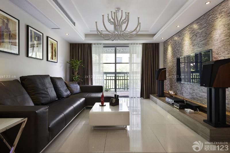 精美小户型60小户型客厅带阳台装修效果图欣赏