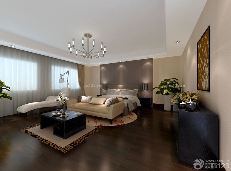  卧室床头灰色墙面装修效果图片