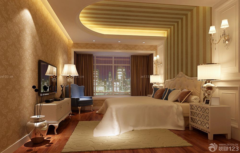 简欧风格主卧室壁灯装修效果图片大全