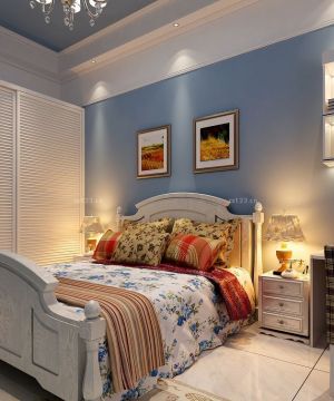 90平地中海风格家庭卧室装修效果图片大全