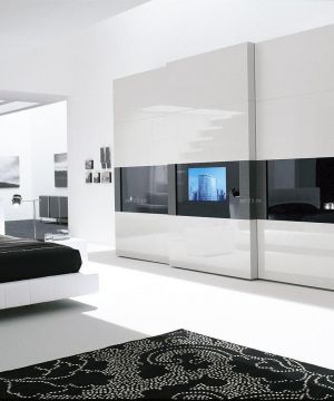 2025最新简约黑白风格衣柜移门效果图欣赏