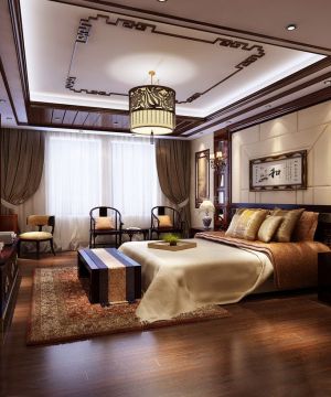最新中式古典风格一百平方房子卧室装修图片
