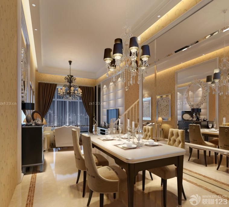 140平米中档餐厅玻璃背景墙装修效果图