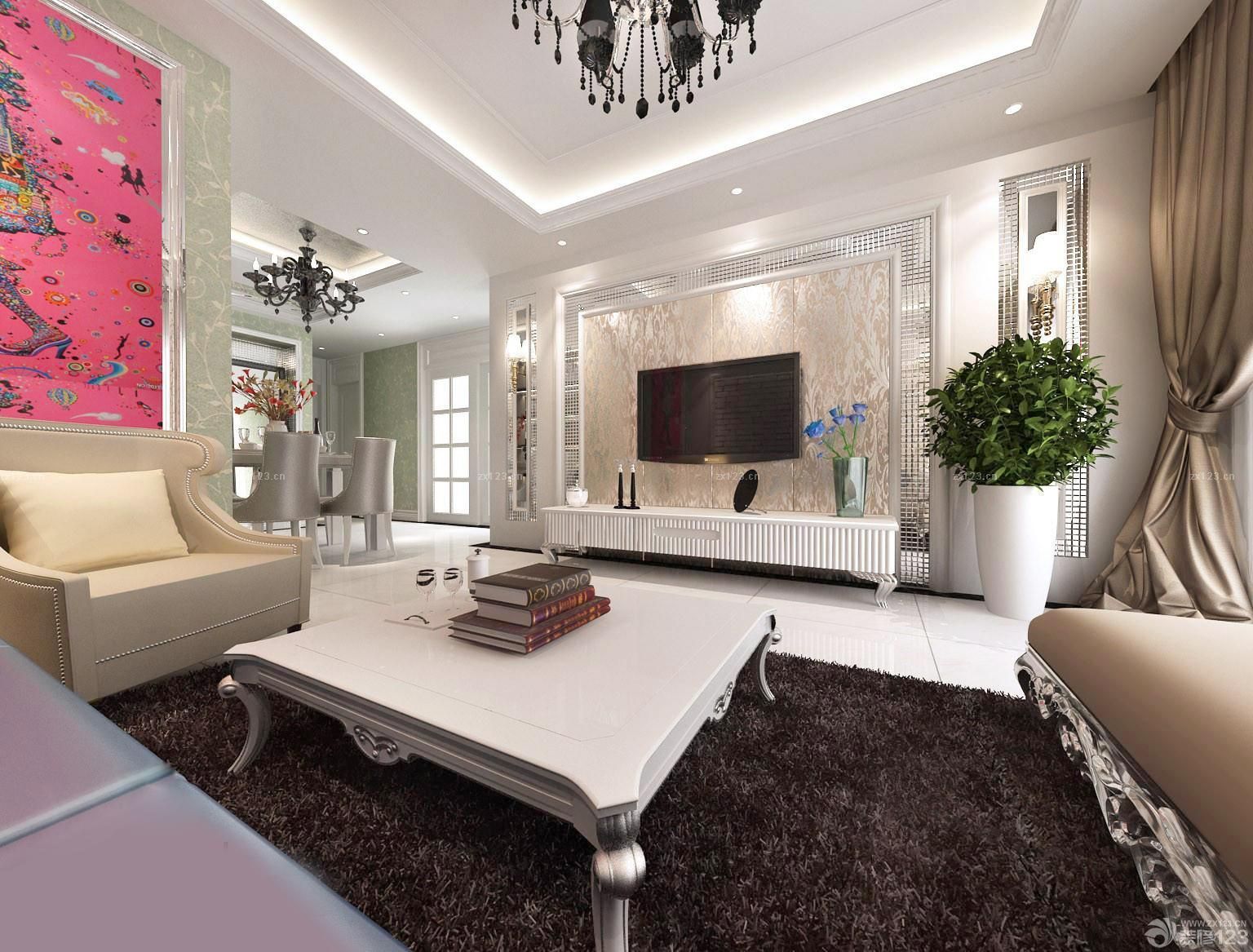 140平米中档液体壁纸装修效果图欣赏