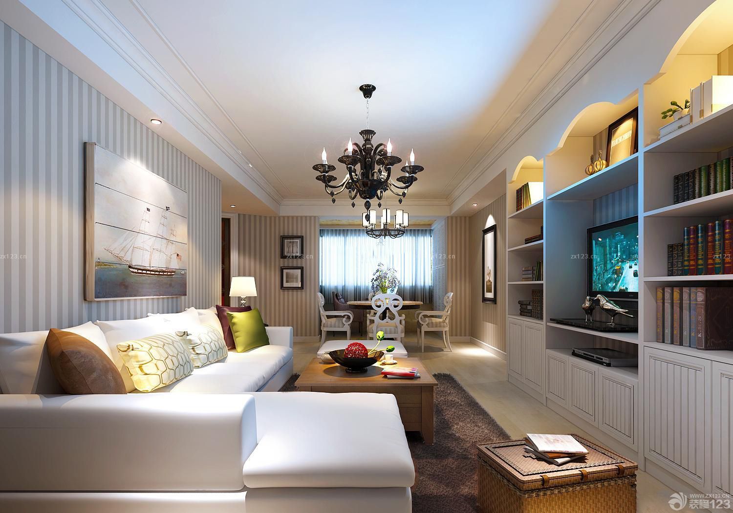 80后婚房组合电视柜设计装修效果图片大全