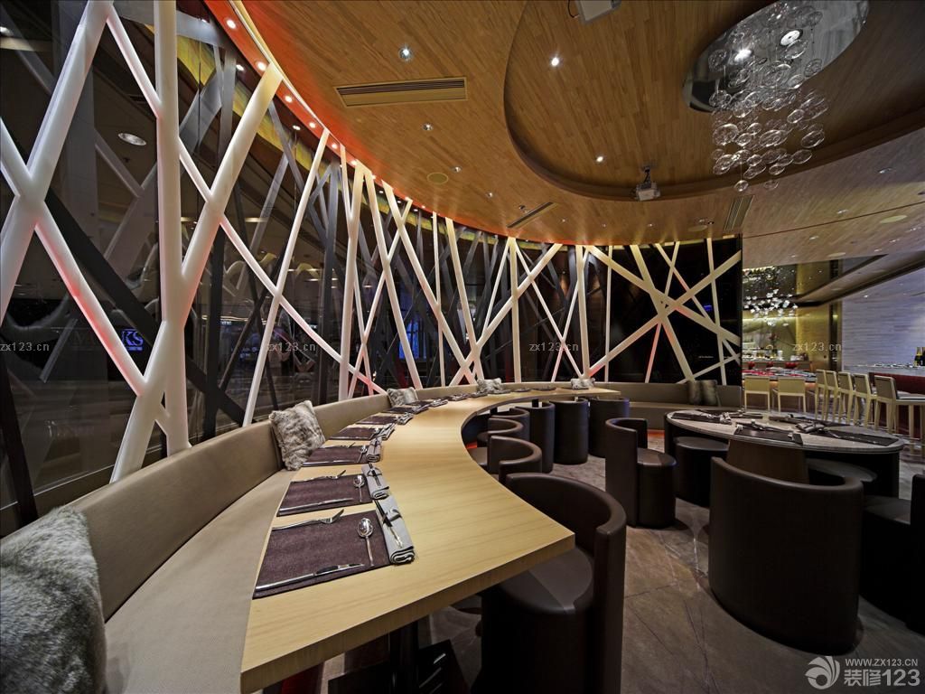 2023餐饮店面多人沙发装修设计效果图片