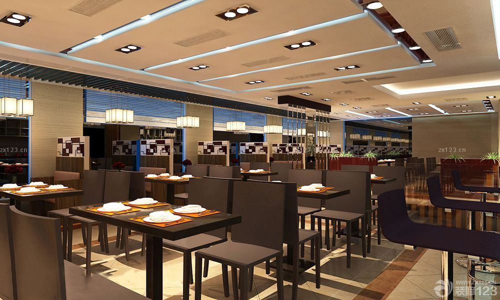 2020最新现代简约风格餐饮店面设计装修图_设计456装修效果图