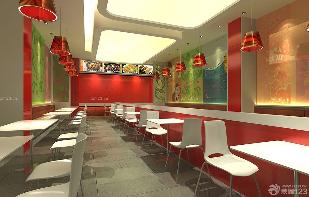 2025餐饮店面潮流红色设计效果图