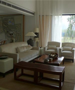 中式田园风格客厅沙发摆放装修效果图欣赏