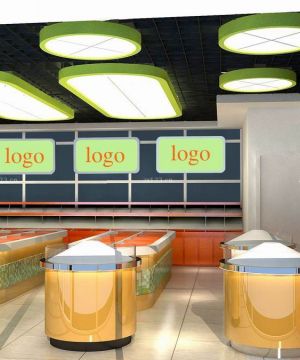 最新餐饮店面展示架魅力橙色装修设计图片