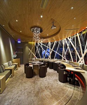 最新餐饮店面吊顶美式与混搭设计装修效果图片