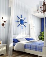 地中海风格二室一厅70平方米床头背景墙装修效果图欣赏