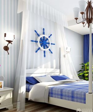 地中海风格二室一厅70平方米床头背景墙装修效果图欣赏