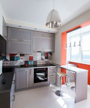 时尚创意60平方二居室小户型厨房吧台设计装修图片