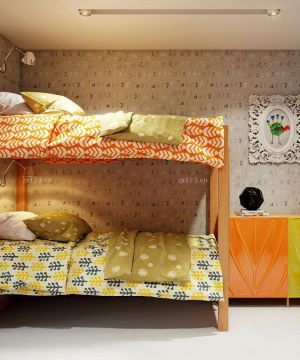 混搭风格儿童房屋卧室双层儿童床装修效果图片