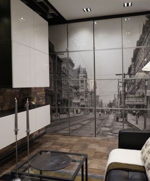 最新创意60平两室一厅玻璃背景墙装修样板房