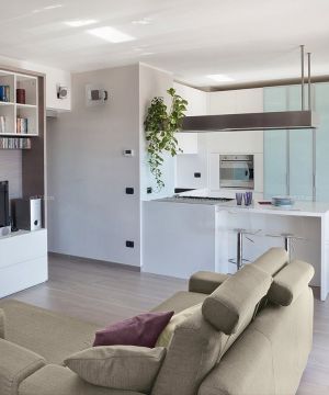 最新两室一厅70平米开放式厨房吧台设计装修效果图片
