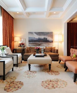欧式90平方房子小户型客厅沙发摆放装修效果图