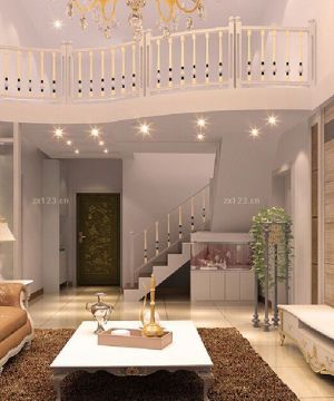 复式房屋客厅电视背景墙装修效果图2025