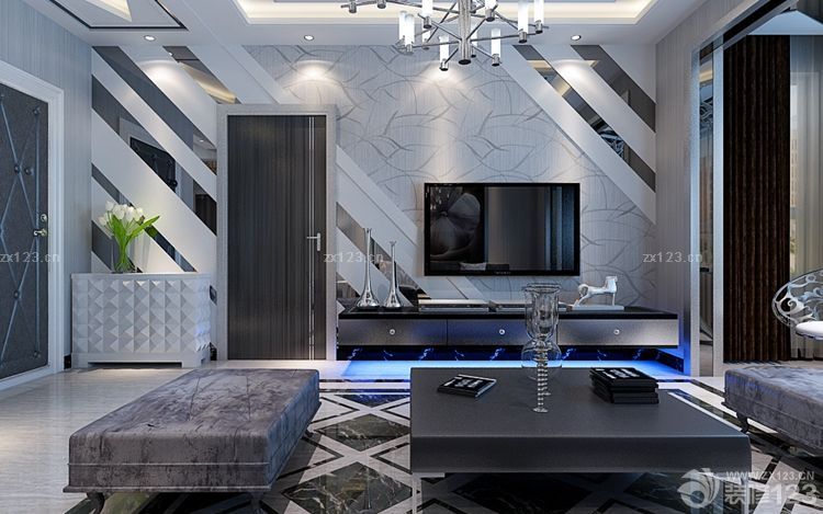 2025客厅电视背景墙艺术玻璃墙面装修效果图片