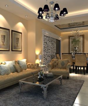 最新现代欧式风格70平米小户型客厅装修设计图片