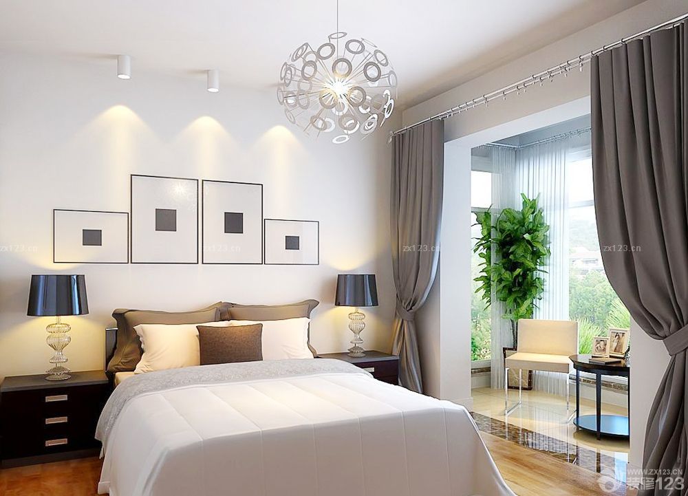 现代室内家装卧室窗帘装修装潢效果图片
