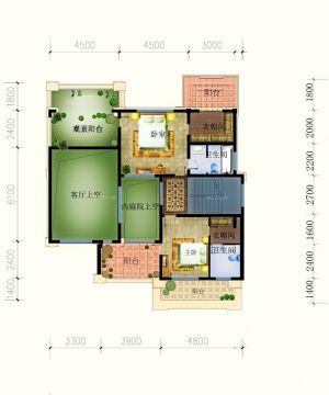 景观阳台80平方米别墅户型图欣赏