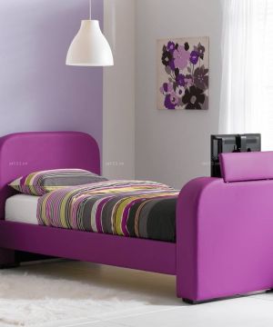 最新紫色温馨家庭房子儿童床装修图片