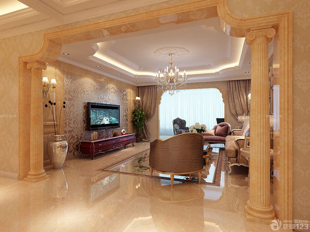 欧式客厅吊顶造型装修效果图片2025