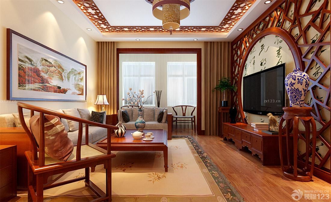 古典中式风格室内客厅设计装修效果图大全