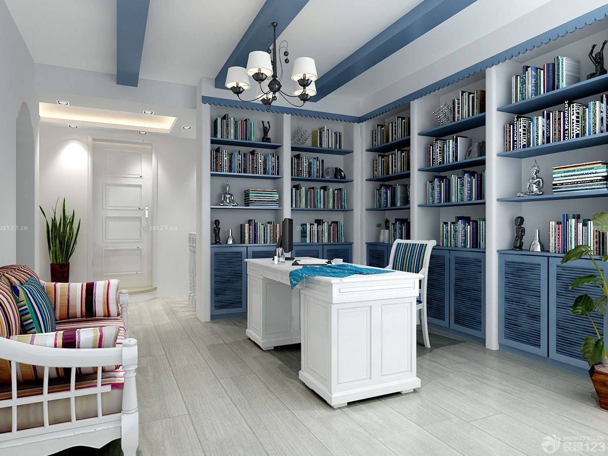 简单房屋地中海风格书房装修效果图欣赏