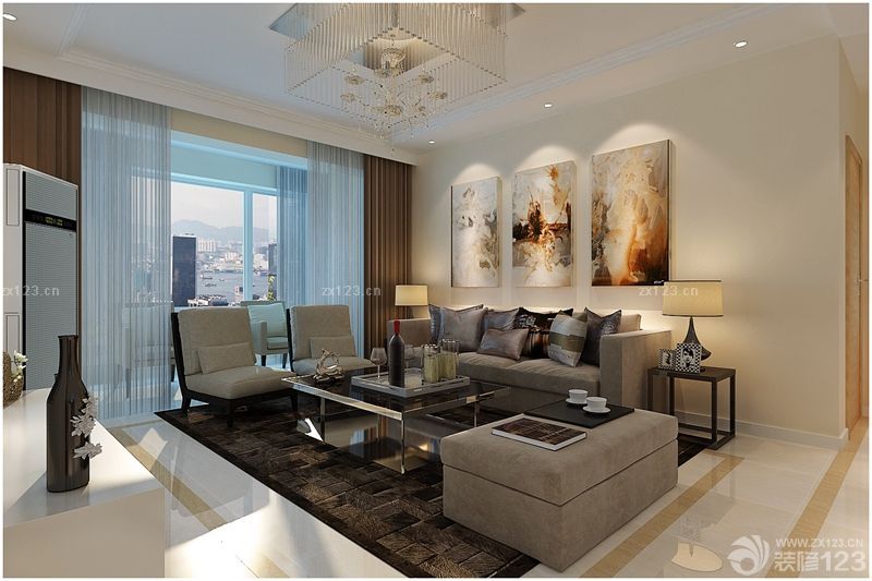 2025 现代客厅布艺沙发摆放装修效果图片