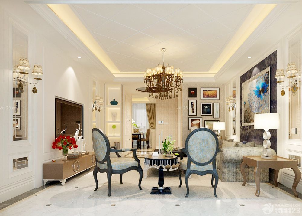 最新美式室内客厅墙面装饰装修方案