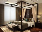现代中式风格80后实木床家装设计效果图片